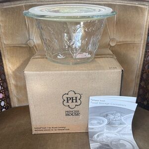 Princess House Brand New Clear Glass Storage Bowl